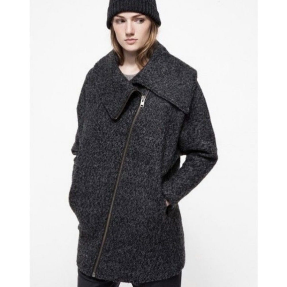 Wool Cocoon Peacoat / Just Female Revolve Oversized Shawl Collar Charcoal